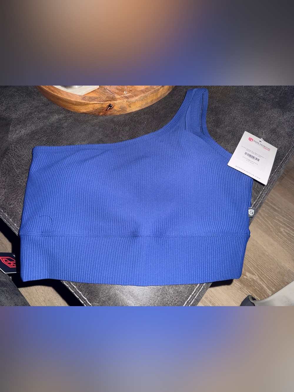 Born Primitive Cobalt Blue One-Shoulder Ribbed sports bra
